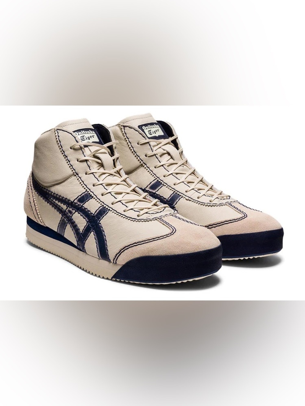 Onitsuka Tiger Mexico 66 SD M PF High Top Men's Size 5.5 Beige Blue New W/O Box